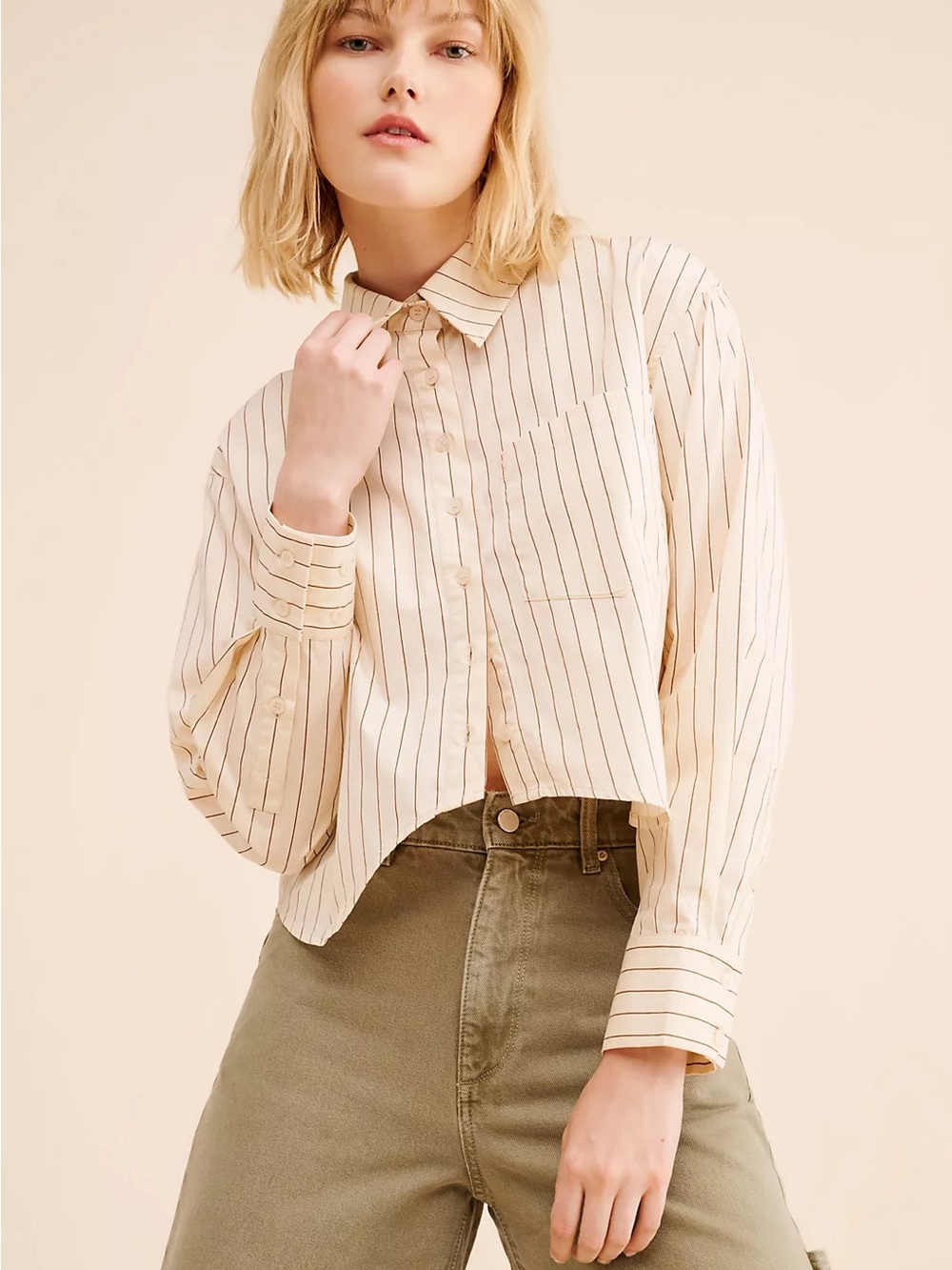 Moon River | Curved Hem Long Sleeve Shirt